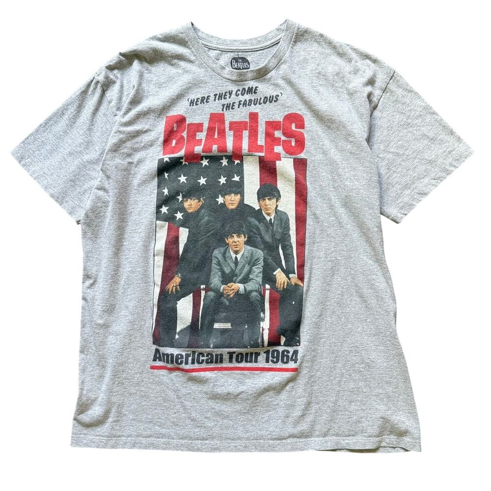 The Beatles American Tour 1964 Band Tee Gray Graphic T-Shirt XL
